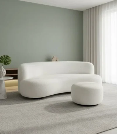 كنبة بولتر لون أبيض مقعدين