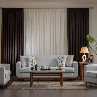 طقم كنبات بولتنا، 7 أشخاص، كتان رمادي