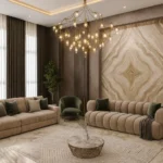 صالة كبيرة، تصميم عصري، ألوان فاخرة