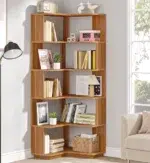 مكتبة زاوية، ستة أرفف، مظهر أنيق
