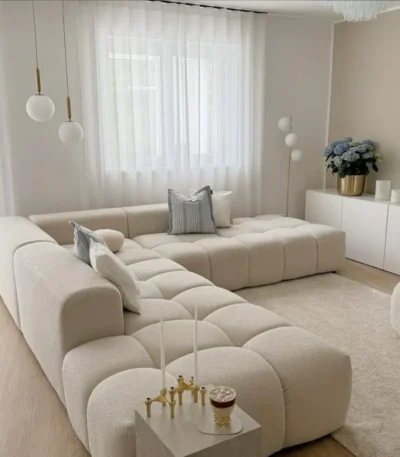 كنب زاوية مودرن تصميم إيطالي قماش شانيل