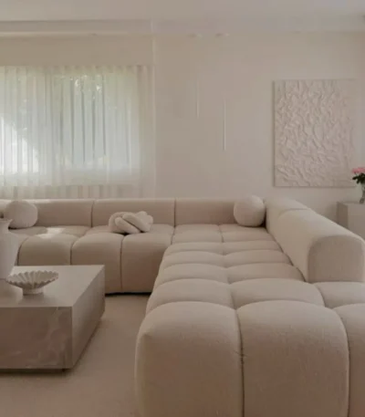 كنب زاوية مودرن أوف وايت شانيل 300 سم