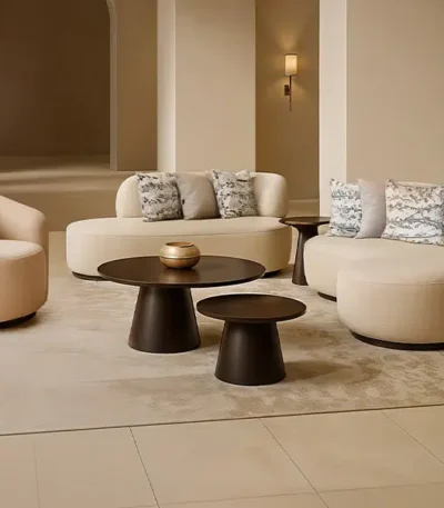 طقم كنبات لومان، 7 أشخاص، شامواه بيج