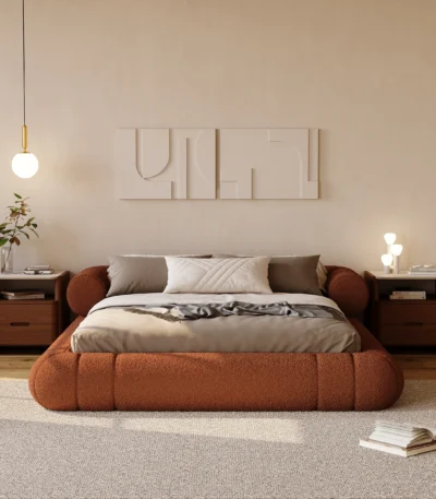 سرير كلاود، كوين سايز أرضي، تنجيد بوكليه فاخر