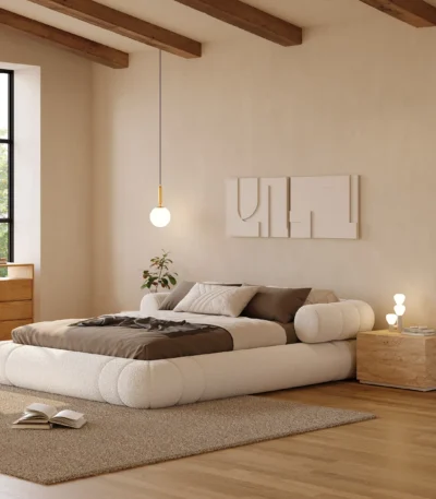 سرير أرضي، تنجيد بوكليه، أناقة هادئة