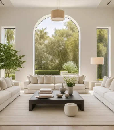 طقم كنبات كتان، لون أوف وايت، مظهر فاخر