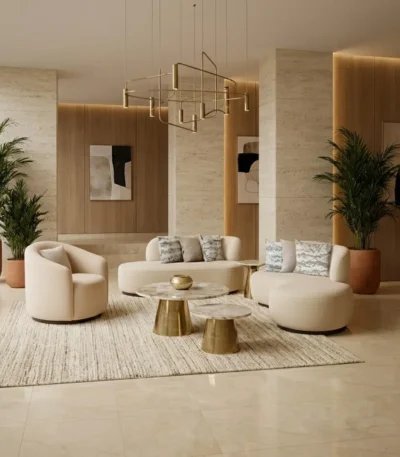 طقم كنبات لومان، 7 أشخاص، شامواه بيج