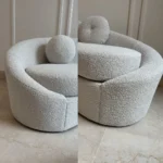 كنبة لونا منحنية فاخرة – قماش بوكليه تصميم عصري - الصورة 2