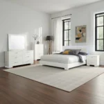 غرفة نوم كاملة لون أبيض مع إضاءة 5 قطع