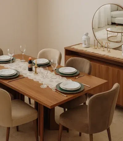 طاولة طعام موردن مع كراسي